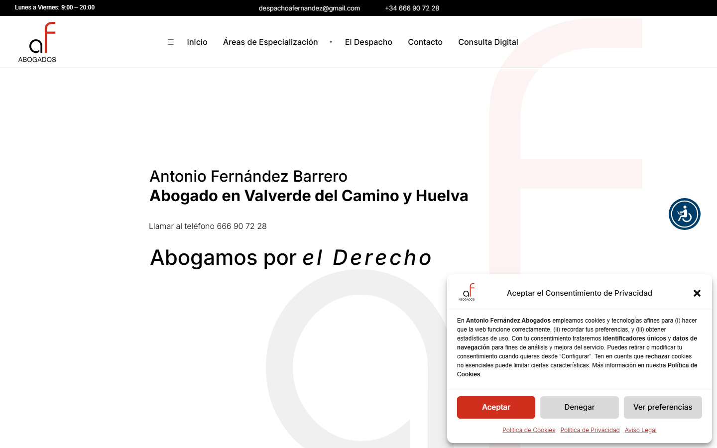 Pantallazo de abogadosantoniofernandez.com